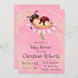 Whimsical Little Ladybug Baby Shower Einladungen