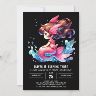 Whimsical Little Mermaid Geburtstag Einladung