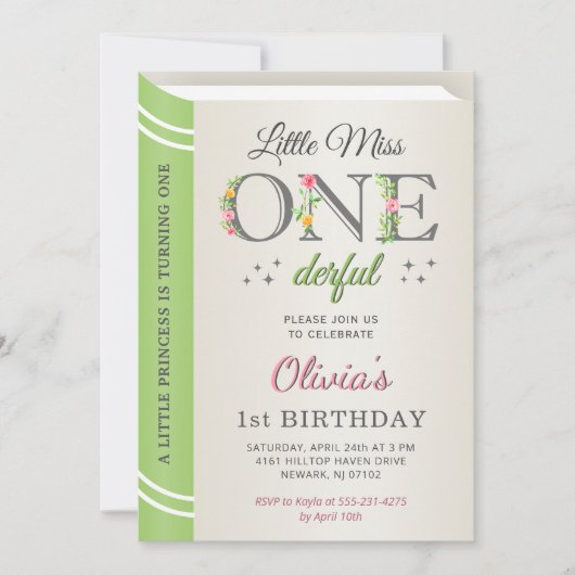 Whimsical Little Miss Onederful 1. Geburtstag Einladung (Vorderseite)