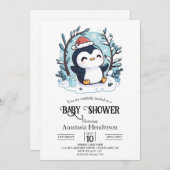 Whimsical Little Pinguin Baby Dusche Einladung (Vorne/Hinten)