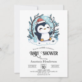 Whimsical Little Pinguin Baby Dusche Einladung