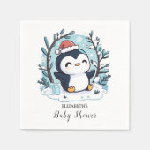 Whimsical Little Pinguin Baby Dusche Serviette (Vorderseite)