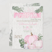 Whimsical Little Pumpkin Pink Girl Baby Dusche Einladung (Vorne/Hinten)