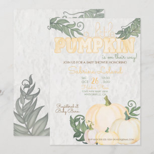 Whimsical Little Pumpkin Yellow Baby Dusche Einladung