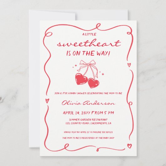 Whimsical Little Sweetheart Baby Shower Einladung (Vorderseite)