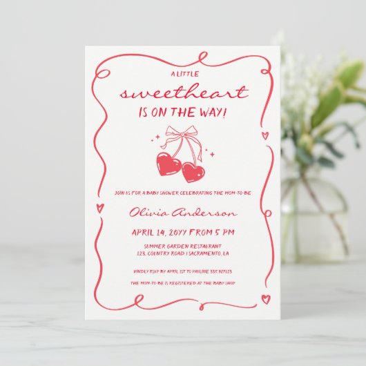 Whimsical Little Sweetheart Baby Shower Einladung (Stehend Vorderseite)