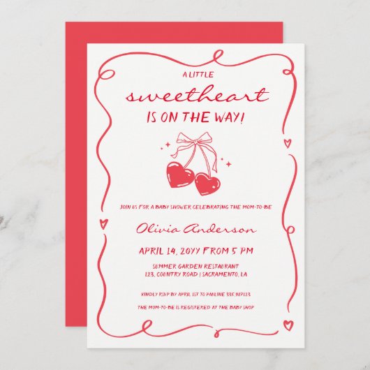 Whimsical Little Sweetheart Baby Shower Einladung (Vorne/Hinten)
