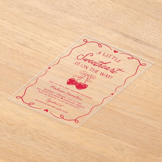 Whimsical Little Sweetheart Valentines Baby Shower Acryleinladungen (Ablage )