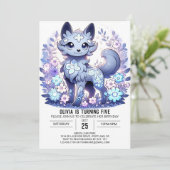 Whimsical Little Wolf Digital Geburtstag Einladung (Stehend Vorderseite)