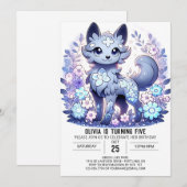 Whimsical Little Wolf Digital Geburtstag Einladung (Vorne/Hinten)
