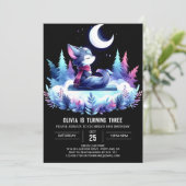 Whimsical Little Wolf Geburtstag Einladung (Stehend Vorderseite)