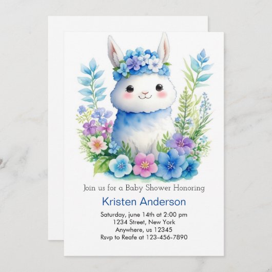 Whimsical Llama Adventure erwartet Boy Baby Shower Einladung (Vorne/Hinten)