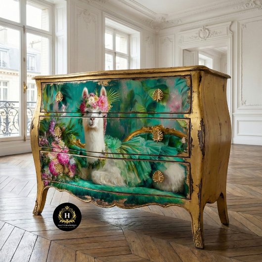 Whimsical Llama auf der Grünen Tutu-Dekoupage Seidenpapier