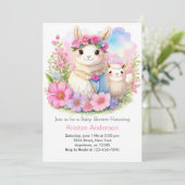 Whimsical Llama Girl Babydusche Einladung (Stehend Vorderseite)