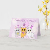 Whimsical Llama, Kitten und Maus Mädchen zum Gebur Karte (Gelbe Blume)