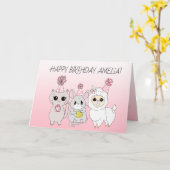 Whimsical Llama, Kitten und Maus Mädchen zum Gebur Karte (Gelbe Blume)