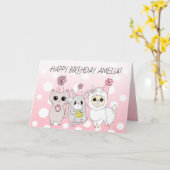 Whimsical Llama, Kitten und Maus Mädchen zum Gebur Karte (Gelbe Blume)