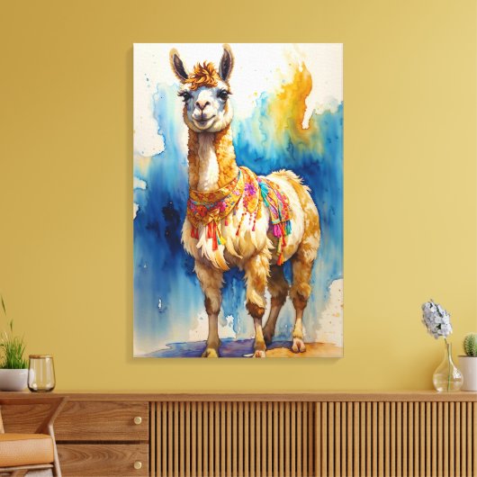 "Whimsical Llama" Leinwanddruck (Insitu (Wohnzimmer))