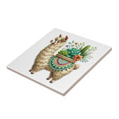 Whimsical Llama und Pflanze Fliese (Seite)