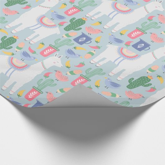 Whimsical Llama und Rainbow Geschenkpapier (Ecke)