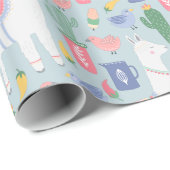 Whimsical Llama und Rainbow Geschenkpapier (Rolleneckpunkt)