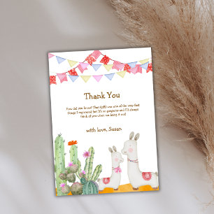 Whimsical Llama Wüste Cactus Fiesta Baby Shower Dankeskarte