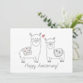 Whimsical Llamas-Jubiläumskarte (Stehend Vorderseite)