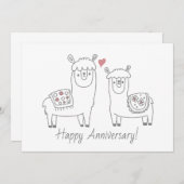 Whimsical Llamas-Jubiläumskarte (Vorne/Hinten)