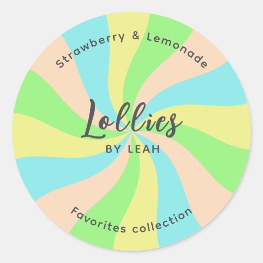 Whimsical Lollies Business Ihr Logo Runder Aufkleber (Vorderseite)