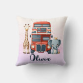 Whimsical London Bus mit Giraffe & Elephant Kissen (Rückseite)
