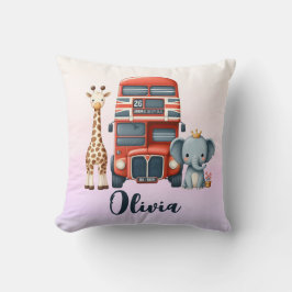 Whimsical London Bus mit Giraffe & Elephant Kissen