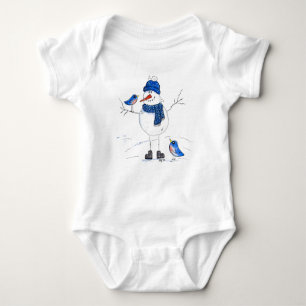 Whimsical Long Legged Snowman Baby Strampler