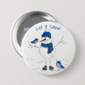 Whimsical Long Legged Snowman Button (Vorne & Hinten)