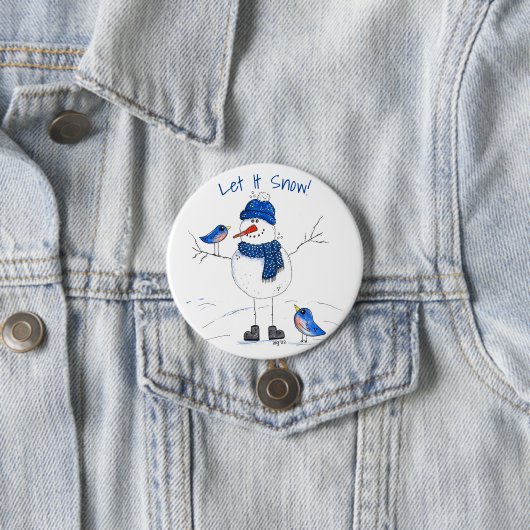 Whimsical Long Legged Snowman Button (Beispiel)