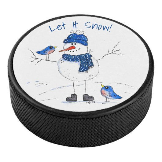 Whimsical Long Legged Snowman Eishockey Puck (3/4)