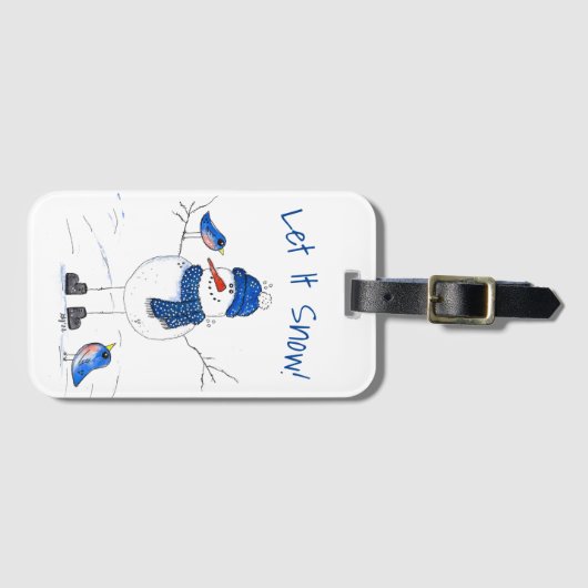 Whimsical Long Legged Snowman Gepäckanhänger (Vorderseite (Horizontal))