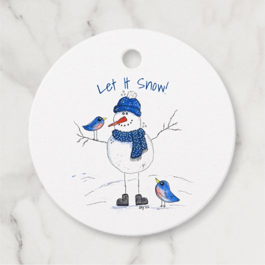 Whimsical Long Legged Snowman Geschenkanhänger (Vorderseite)