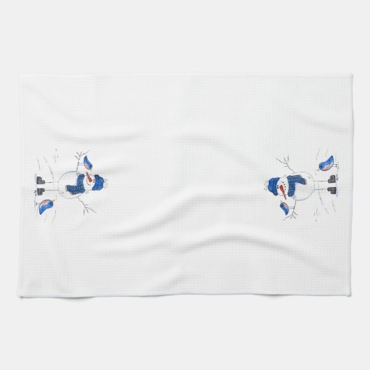 Whimsical Long Legged Snowman Geschirrtuch (Horizontal)