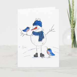Whimsical Long Legged Snowman Karte