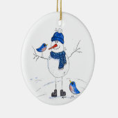 Whimsical Long Legged Snowman Keramik Ornament (Rechts)