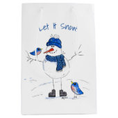 Whimsical Long Legged Snowman Mittlere Geschenktüte (Vorderseite)