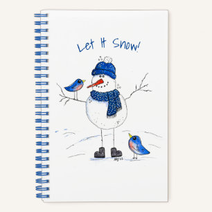 Whimsical Long Legged Snowman Notizblock