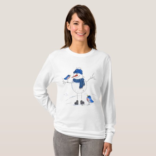 Whimsical Long Legged Snowman T-Shirt (Vorne ganz)