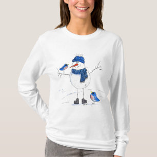 Whimsical Long Legged Snowman T-Shirt