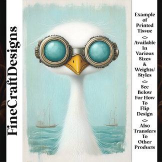 Whimsical Long Neck Bird & Two Boats BS6 Dekoupage Seidenpapier