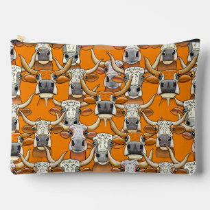 Whimsical Longhorn Rinder Portraits in Wiederholun Zubehörtasche