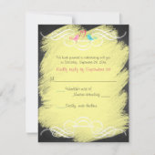 Whimsical Love Birds Chalkboard Wedding RSVP Card (Vorderseite)