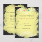 Whimsical Love Birds Chalkboard Wedding RSVP Card Karte (Vorne/Hinten)