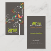 Whimsical Love Birds Modernes florales Business De Visitenkarte (Vorne/Hinten)