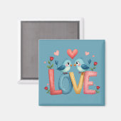 Whimsical Love Birds Pastel Cotattcore Art Magnet (Vorderseite/Rückseite)